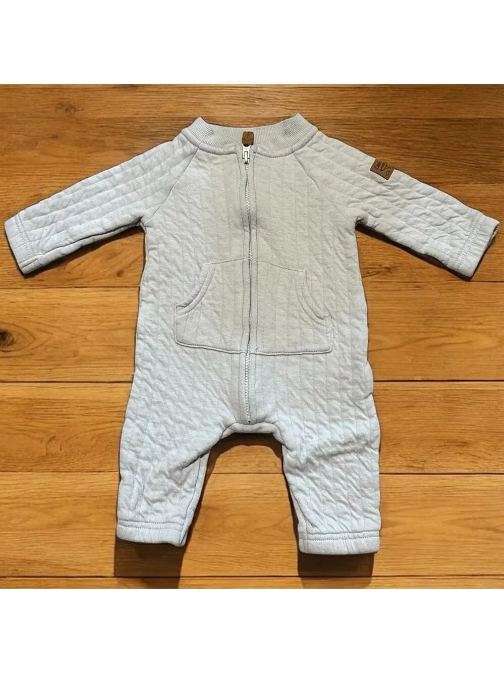 Quilted Baby Blue One Piece Zip Up Footie Thick Material Super Nice! 3 months